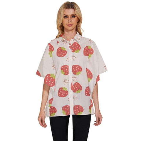 Strawberries-pattern-design Women s Batwing Button Up Shirt by Salman4z