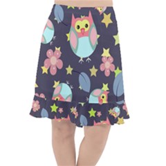 Owl-stars-pattern-background Fishtail Chiffon Skirt by Salman4z