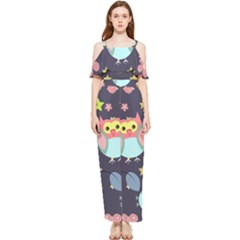 Owl-stars-pattern-background Draped Sleeveless Chiffon Jumpsuit by Salman4z