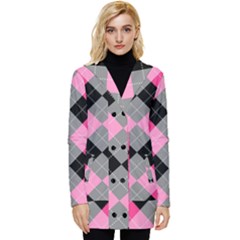 Seamless-argyle-pattern Button Up Hooded Coat  by Salman4z