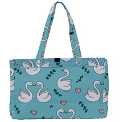 Elegant Swan Pattern Design Canvas Work Bag by pakminggu