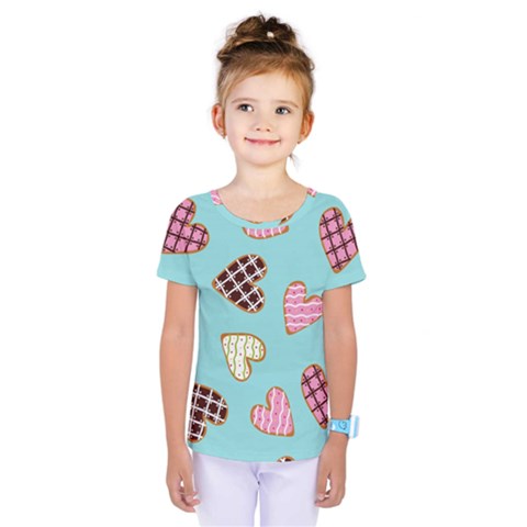 Seamless Pattern With Heart Shaped Cookies With Sugar Icing Kids  One Piece Tee by pakminggu