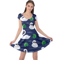 Swan Pattern Elegant Design Cap Sleeve Dress by pakminggu