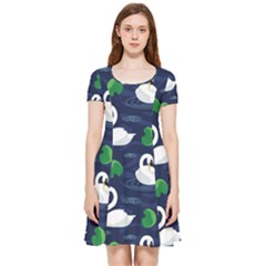 Swan Pattern Elegant Design Inside Out Cap Sleeve Dress by pakminggu