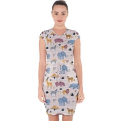 Wild Animals Seamless Pattern Capsleeve Drawstring Dress  by pakminggu