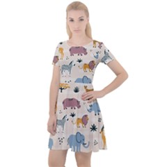 Wild Animals Seamless Pattern Cap Sleeve Velour Dress  by pakminggu