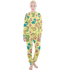 Seamless Pattern With Cute Dinosaurs Character Women s Lounge Set by pakminggu