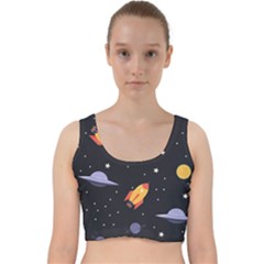 Cosmos Rockets Spaceships Ufos Velvet Racer Back Crop Top by pakminggu