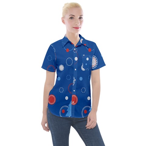 Christmas Pattern Tree Design Women s Short Sleeve Pocket Shirt by pakminggu