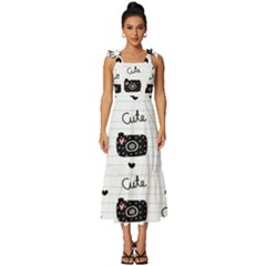 Cute Cameras Doodles Hand Drawn Tie-strap Tiered Midi Chiffon Dress by pakminggu