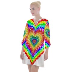 Tie Dye Heart Colorful Prismatic Open Neck Shift Dress by pakminggu