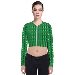 Green Christmas Tree Pattern Background Long Sleeve Zip Up Bomber Jacket by pakminggu