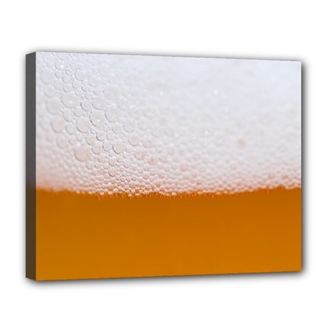 Beer Foam Bubbles Alcohol Glass Canvas 14  X 11  (stretched) by pakminggu