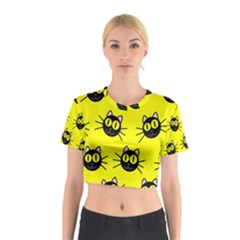 Cats Heads Pattern Design Cotton Crop Top by pakminggu