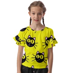 Cats Heads Pattern Design Kids  Cut Out Flutter Sleeves by pakminggu