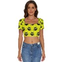 Cats Heads Pattern Design Short Sleeve Square Neckline Crop Top  View1