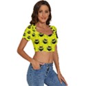 Cats Heads Pattern Design Short Sleeve Square Neckline Crop Top  View3