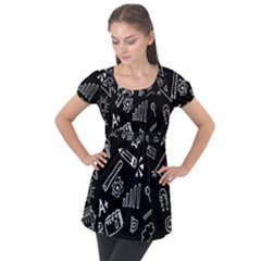 Knowledge Drawing Education Science Puff Sleeve Tunic Top by pakminggu