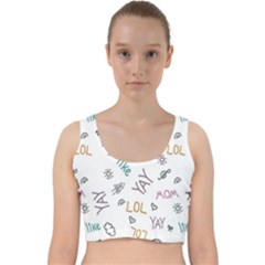 Doodle Pattern Velvet Racer Back Crop Top by pakminggu