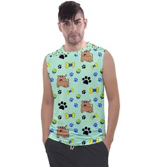 Dog Pattern Seamless Blue Background Scrapbooking Men s Regular Tank Top by pakminggu