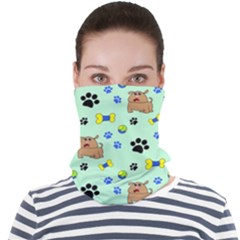 Dog Pattern Seamless Blue Background Scrapbooking Face Seamless Bandana (adult) by pakminggu