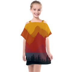 Mountain Forest Nature Scenery Art Mountains Kids  One Piece Chiffon Dress by pakminggu