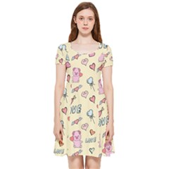 Pig Animal Love Romance Seamless Texture Pattern Inside Out Cap Sleeve Dress by pakminggu