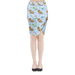 Pattern Giraffe Animal Seamless Scrapbooking Blue Midi Wrap Pencil Skirt by pakminggu