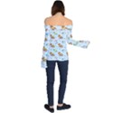 Pattern Giraffe Animal Seamless Scrapbooking Blue Off Shoulder Long Sleeve Top View2