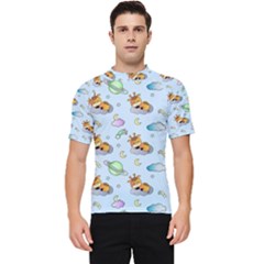 Pattern Giraffe Animal Seamless Scrapbooking Blue Men s Short Sleeve Rash Guard by pakminggu