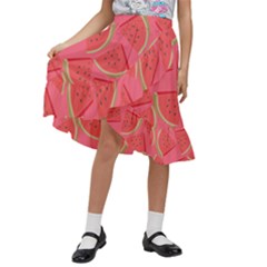 Watermelon Background Watermelon Wallpaper Kids  Ruffle Flared Wrap Midi Skirt by pakminggu