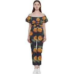 Pineapple Background Pineapple Pattern Off Shoulder Ruffle Top Jumpsuit by pakminggu