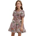 Mushrooms Autumn Fall Pattern Seamless Decorative Kids  Short Sleeve Dolly Dress View2