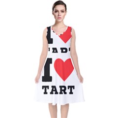 I Love Tart V-neck Midi Sleeveless Dress  by ilovewhateva