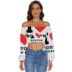 I Love Boston Cream Pie Long Sleeve Crinkled Weave Crop Top by ilovewhateva