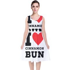 I Love Cinnamon Bun V-neck Midi Sleeveless Dress  by ilovewhateva