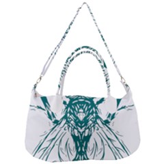 Green Insect Bee Illustration Removable Strap Handbag by pakminggu