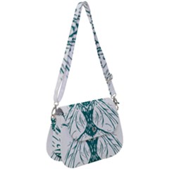 Green Insect Bee Illustration Saddle Handbag by pakminggu