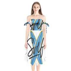 Wave Surfing Surfboard Surfing Shoulder Tie Bardot Midi Dress by pakminggu