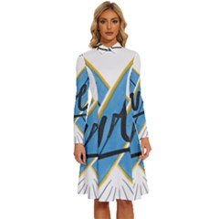 Wave Surfing Surfboard Surfing Long Sleeve Shirt Collar A-line Dress by pakminggu