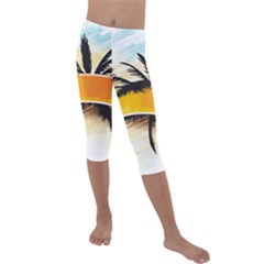 Hawaii Beach Summer Kids  Lightweight Velour Capri Leggings  by pakminggu