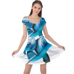 Two Dolphins Art Atlantic Dolphin Painting Animal Marine Mammal Cap Sleeve Dress by pakminggu