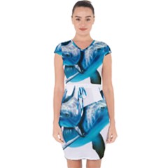 Two Dolphins Art Atlantic Dolphin Painting Animal Marine Mammal Capsleeve Drawstring Dress  by pakminggu