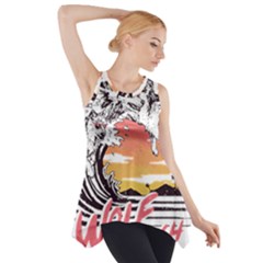 Gray Wolf Beach Waves A Wolf Animal Retro Side Drop Tank Tunic by pakminggu