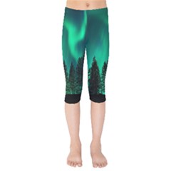 Aurora Northern Lights Phenomenon Atmosphere Sky Kids  Capri Leggings  by pakminggu