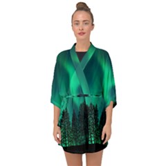 Aurora Northern Lights Phenomenon Atmosphere Sky Half Sleeve Chiffon Kimono by pakminggu