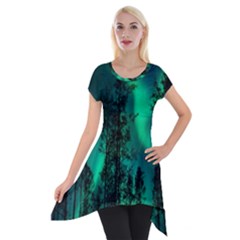 Aurora Northern Lights Celestial Magical Astronomy Short Sleeve Side Drop Tunic by pakminggu