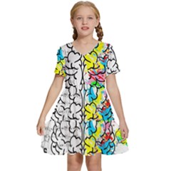 Brain Left Logic Language Science Kids  Short Sleeve Tiered Mini Dress by pakminggu