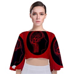 Artificial Intelligence Brain Think Tie Back Butterfly Sleeve Chiffon Top by pakminggu