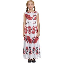 Ukraine Scheme Pattern Kit Ornament Plants Kids  Satin Sleeveless Maxi Dress by pakminggu